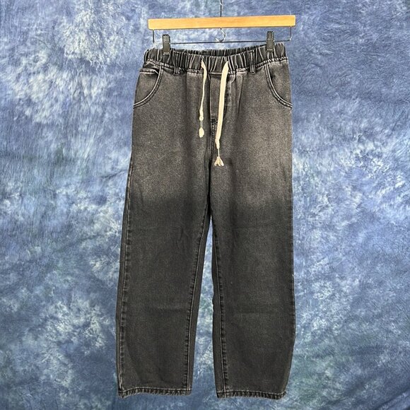 NEWTUSFAN Grey Denim Drawstring Pants - Picture 1 of 2